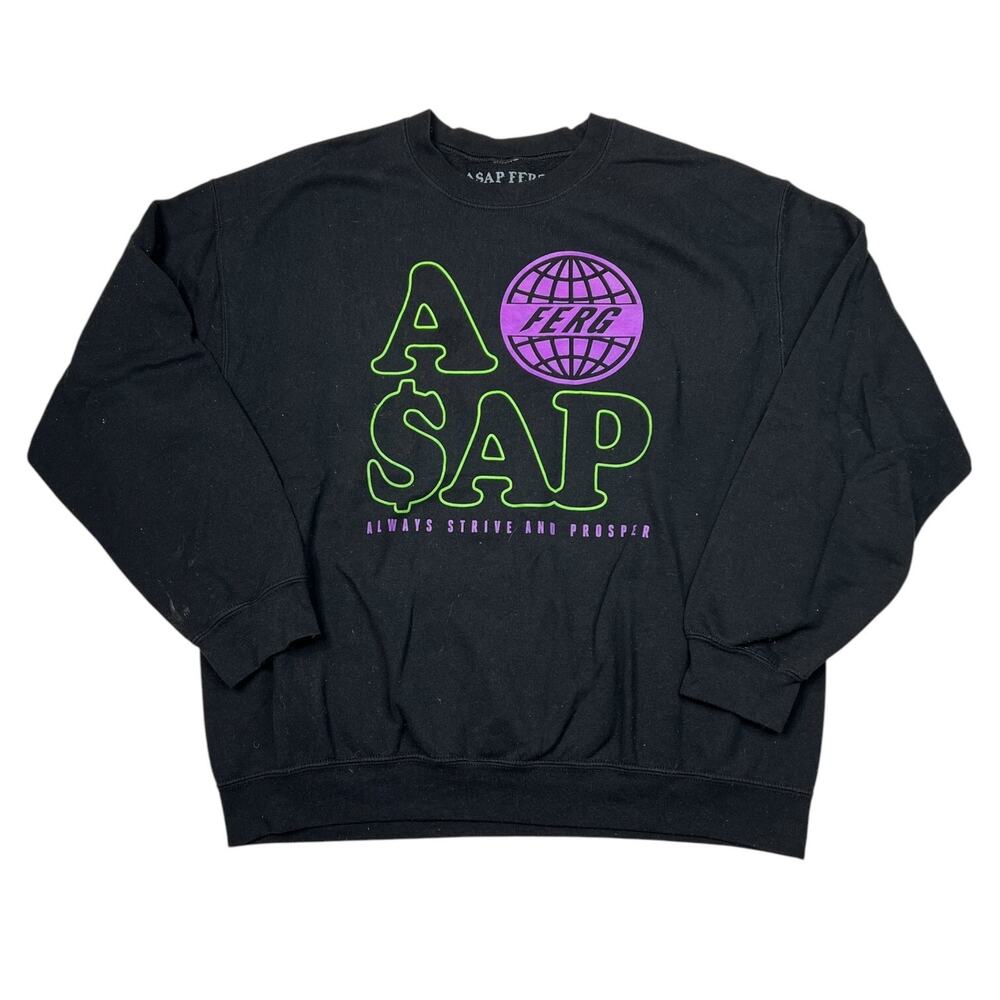 A$AP Ferg Rapper Always Strive And Prosper Crewneck Sweatshirt Black M/L